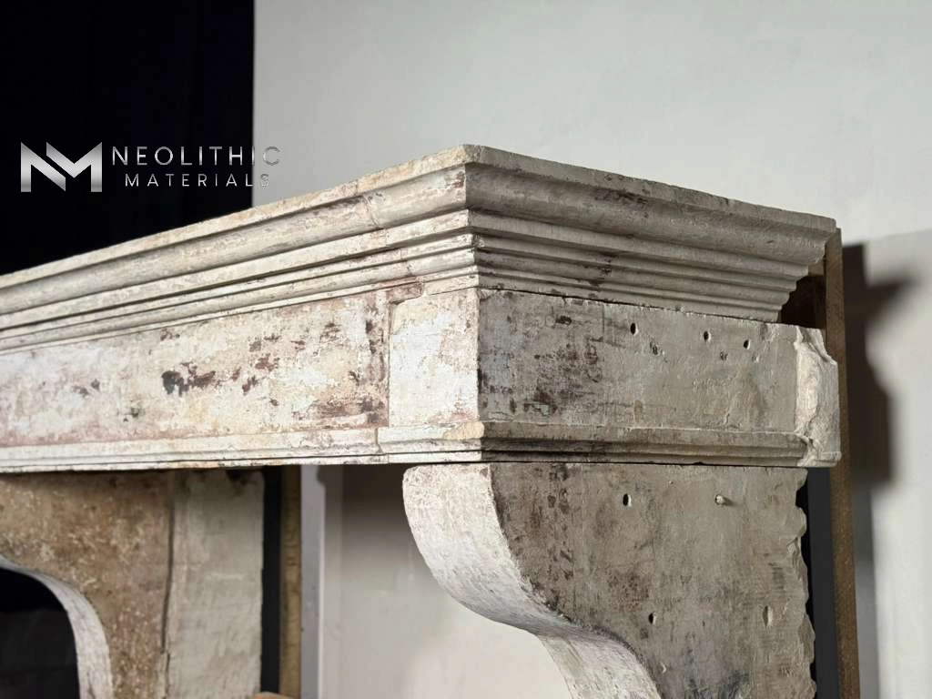 French Antique 18th Century Limestone Fireplace - Image 4